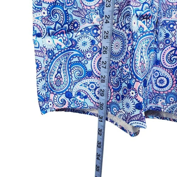 Mens Blue Paisley Short-Sleeve Button-Up Dress Shirt By Premiere Size M - Picture 6 of 8